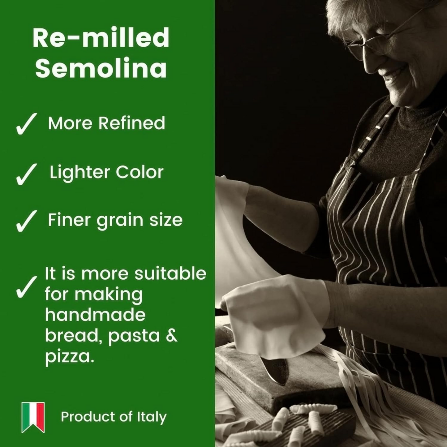 Polselli, Semola Flour, Semolina Rimachinata di Grano Duro 2.2 lb (1 kg)