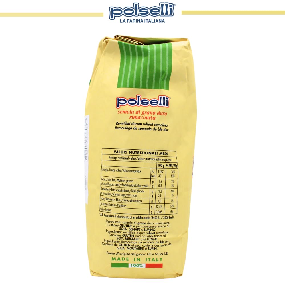 Polselli Semola Rimacinata Durum Wheat Flour – 5 kg (11 lb)