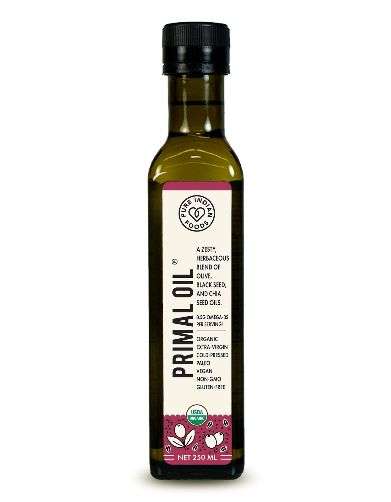 PRIMALOIL Triple Omega Blend 3-6-9, Extra Virgin & Certified Organic