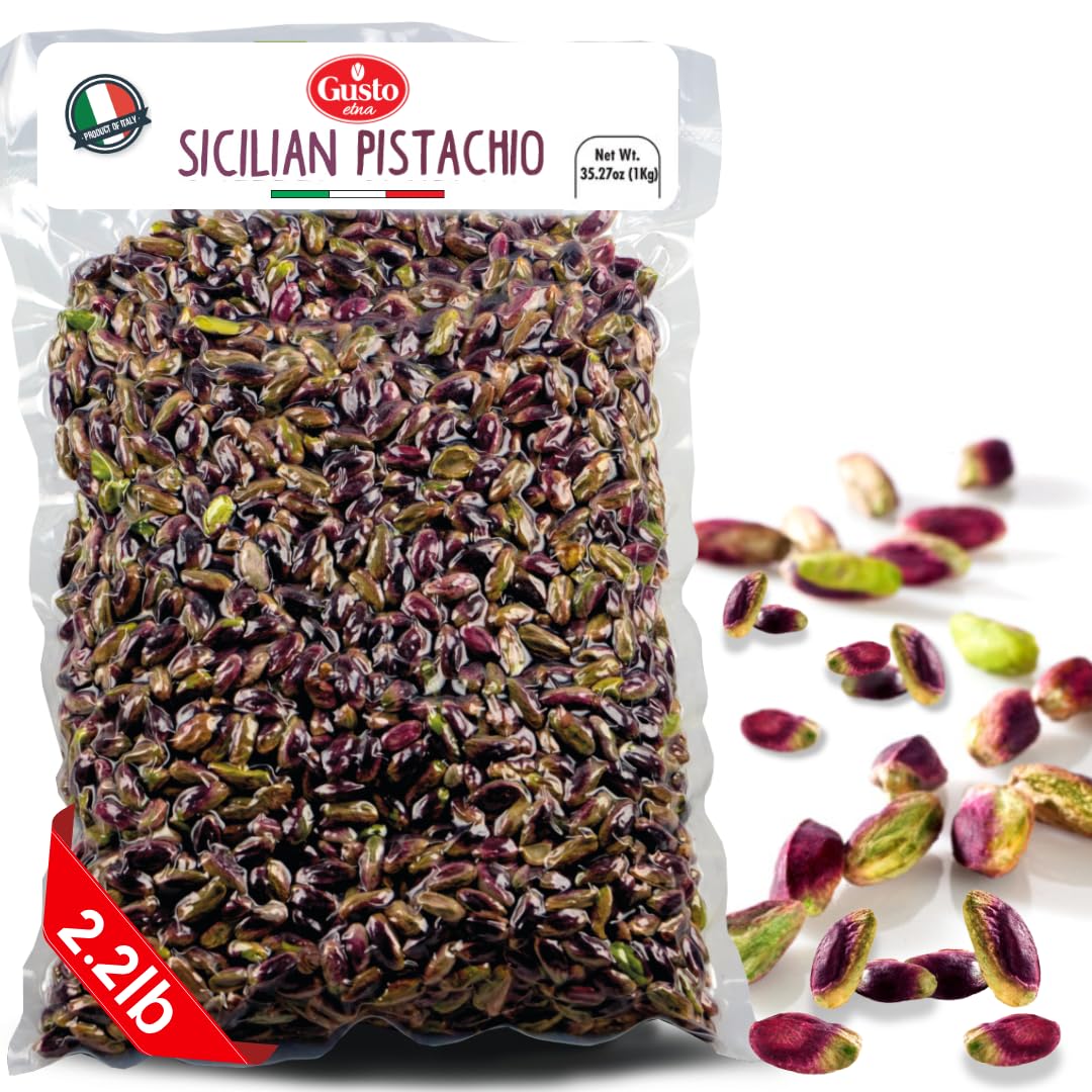 Gusto Etna, Sicilian Raw Pistachios, No shell, Unsalted,  2.2 lb (1 kg)