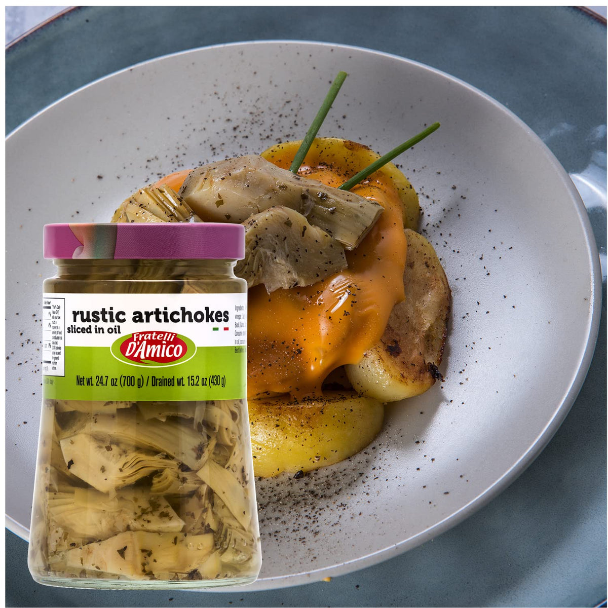 Fratelli D'Amico, Rustic Artichokes Sliced in oil, 24.7oz (700g)