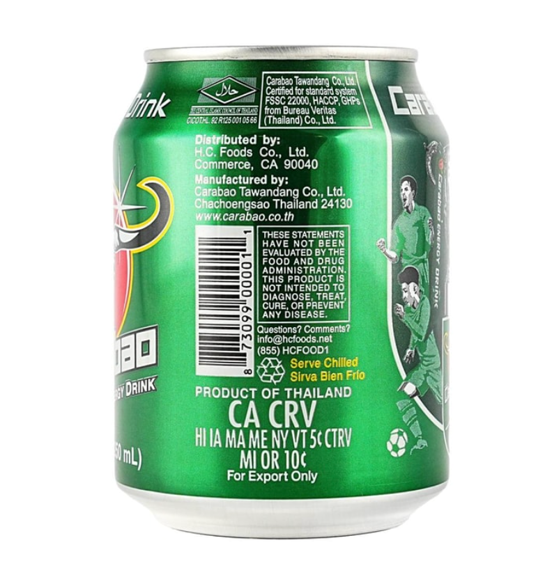 Carabao Energy Drink 8.5 fl oz - Premium Thai Energy Beverage