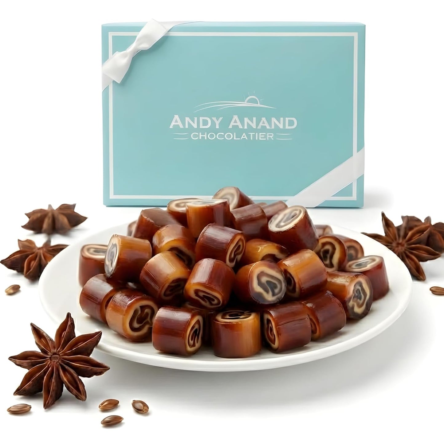 Andy Anand Sugar-Free Aniseed Rock Hard Candy, 25 pc – European Copper-Kettle Boiled, Keto & Diabetic-Friendly Gourmet Snack Gift Box