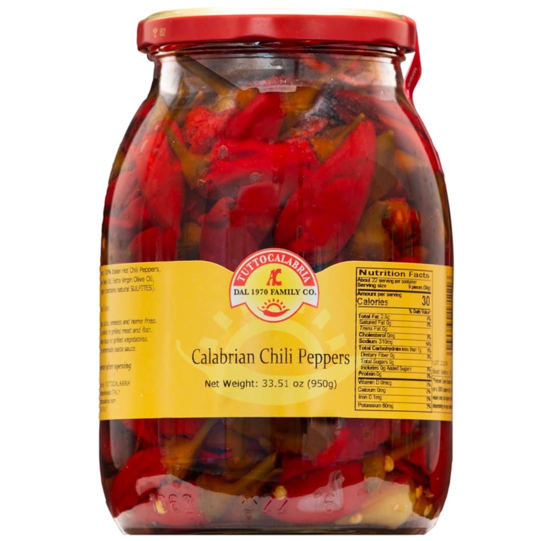 TuttoCalabria Whole Hot Chili Peppers, 33.5 oz