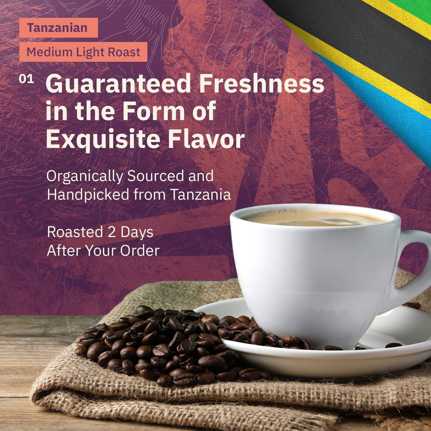 Kochere Coffee Tanzanian Mbeya AB Medium-Light Roast - Pear, Floral, Jasmine Notes