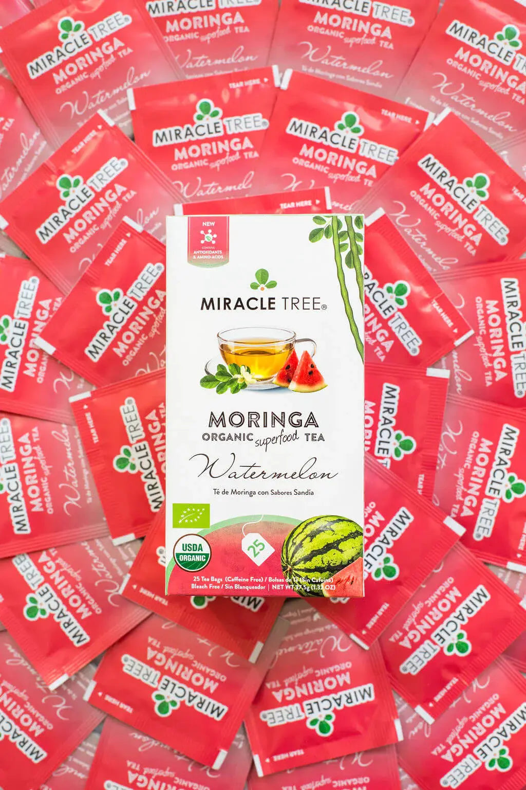 Organic Moringa Tea - Watermelon - Caffeine-Free Herbal Tea