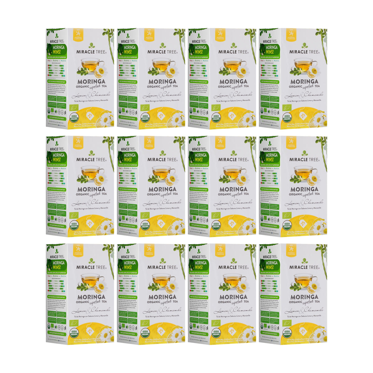 Organic Moringa Tea - Lemon & Chamomile - Caffeine-Free Herbal Tea