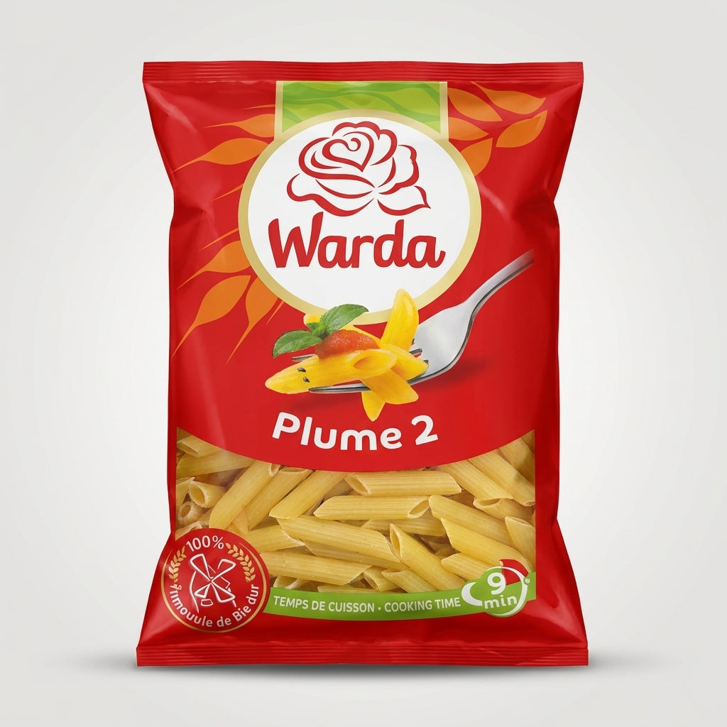 Warda Plume 2 Penne Pasta 900g - 100% Durum Wheat Semolina