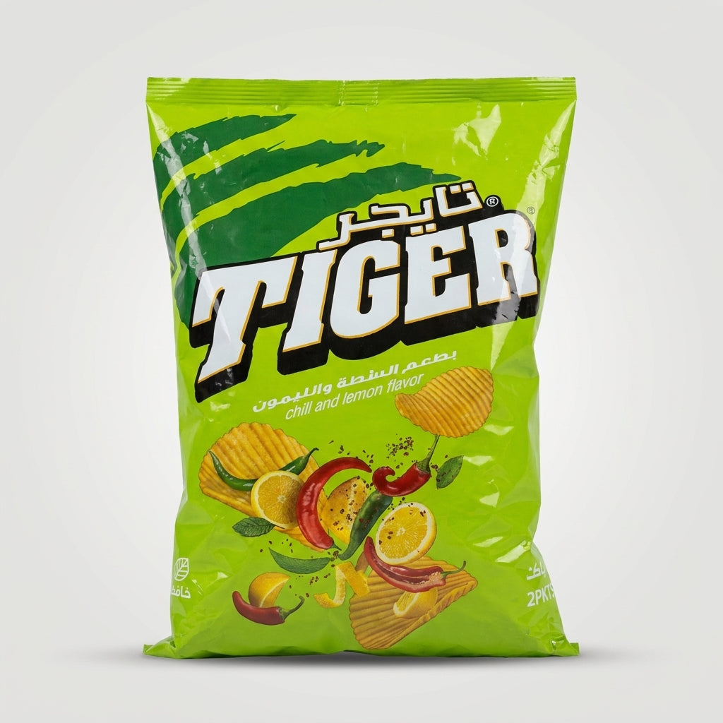 Tiger Chips Chili and Lemon Flavor 20Pack - Crispy Potato Chips