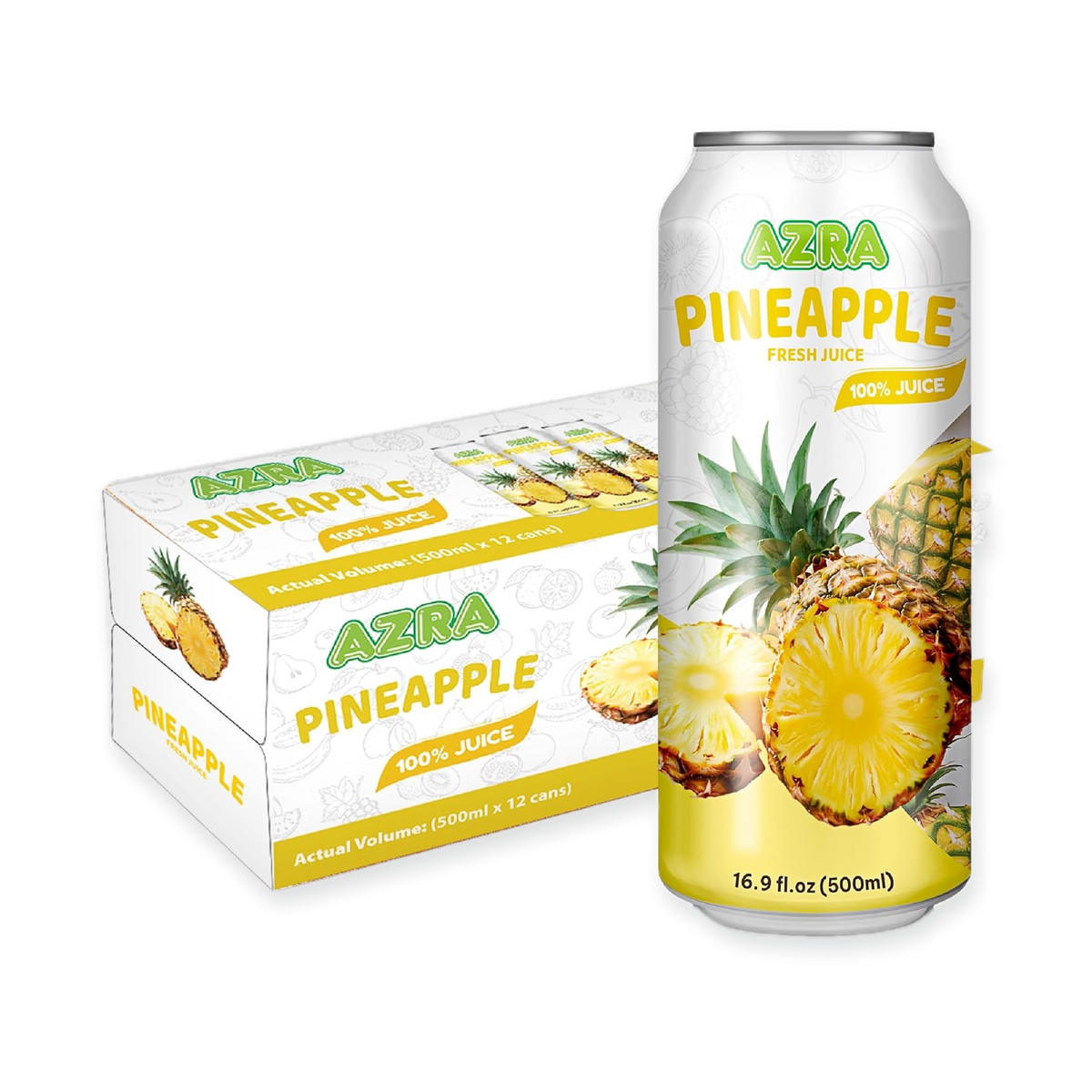 AZRA 100% Juice – 500ml Cans, Zero Sugar Beverages for  Kids & Adults