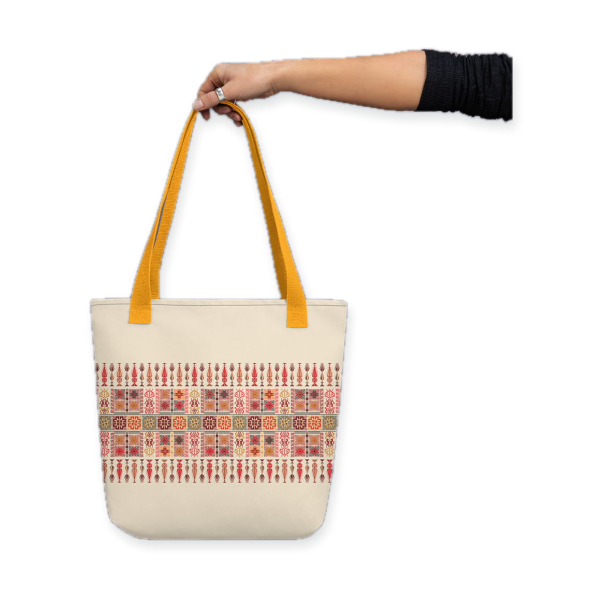 Spacious Tote Bag – Colorful Art Pattern, 15" x 15"