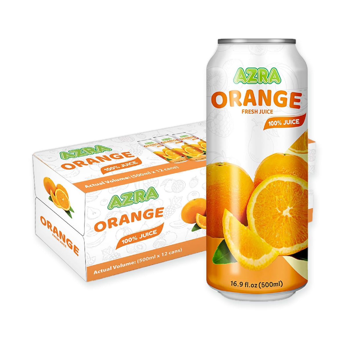AZRA 100% Juice – 500ml Cans, Zero Sugar Beverages for  Kids & Adults