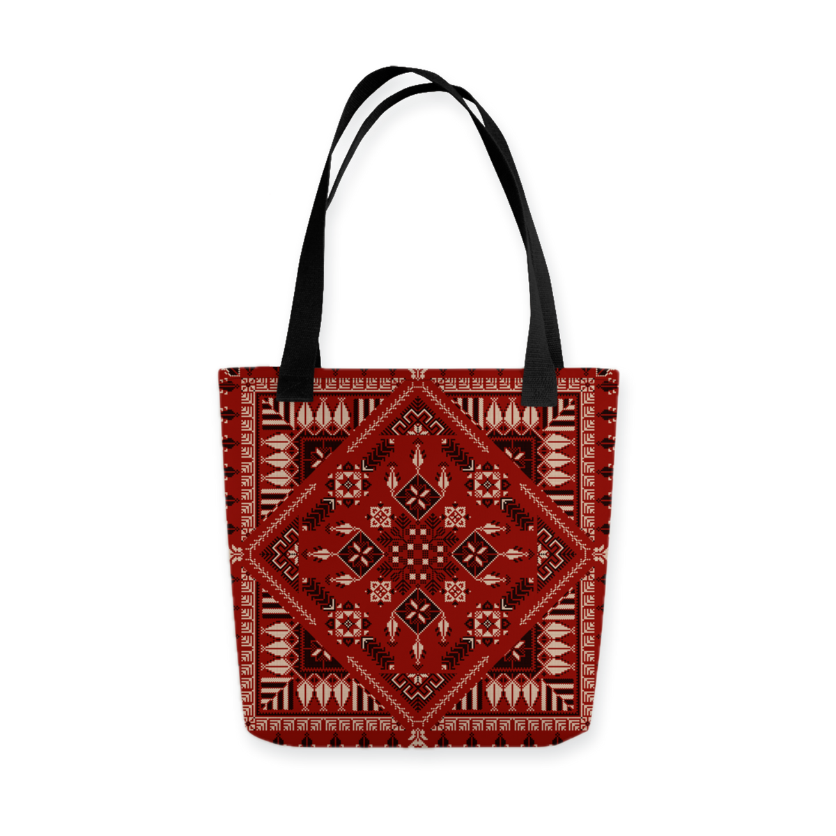 Spacious Tote Bag – Vibrant Red Art Pattern