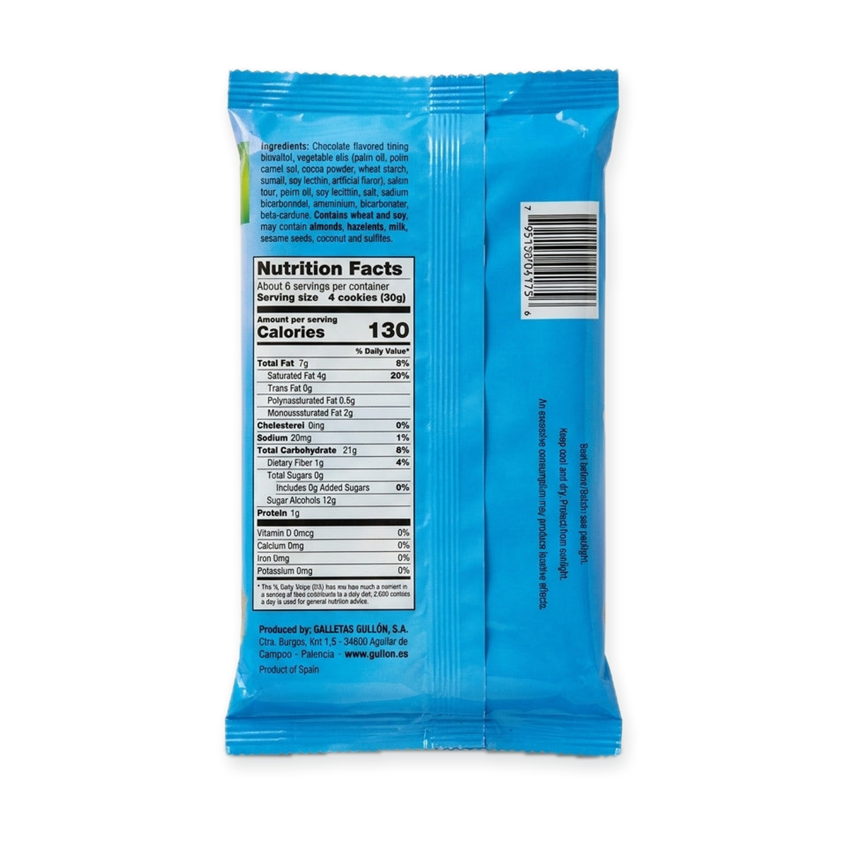 Gullón Sugar Free Chocolate Wafer 6.34 oz - Zero Trans Fat