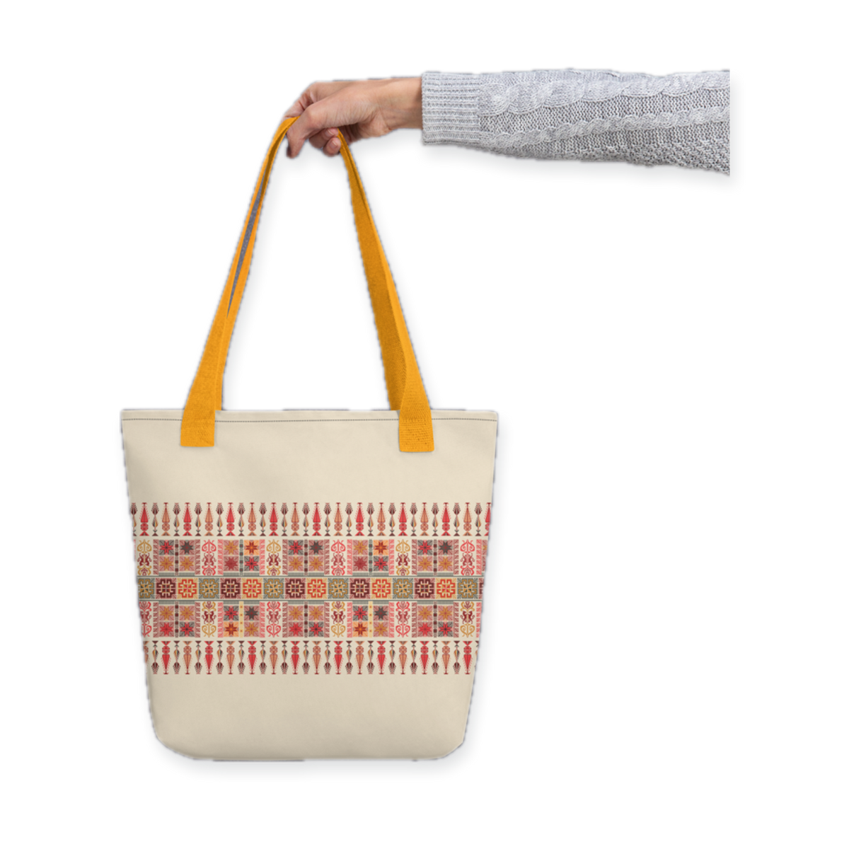 Spacious Tote Bag – Colorful Art Pattern, 15" x 15"