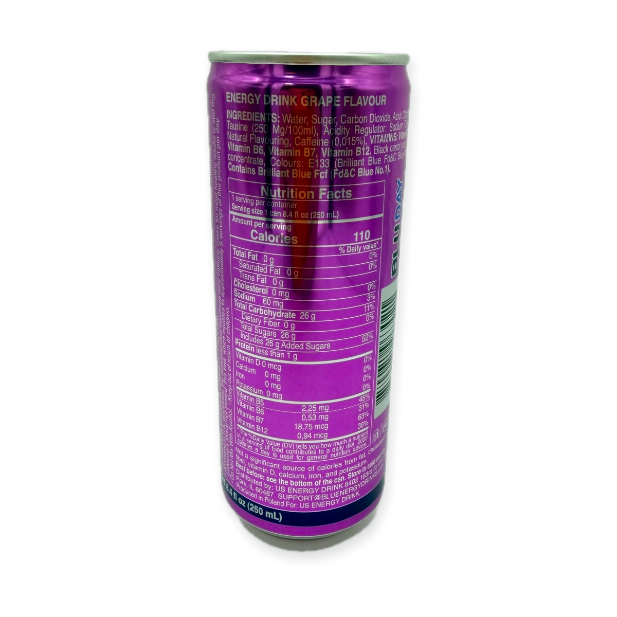 Blu Day Grape Flavor Energy Drink