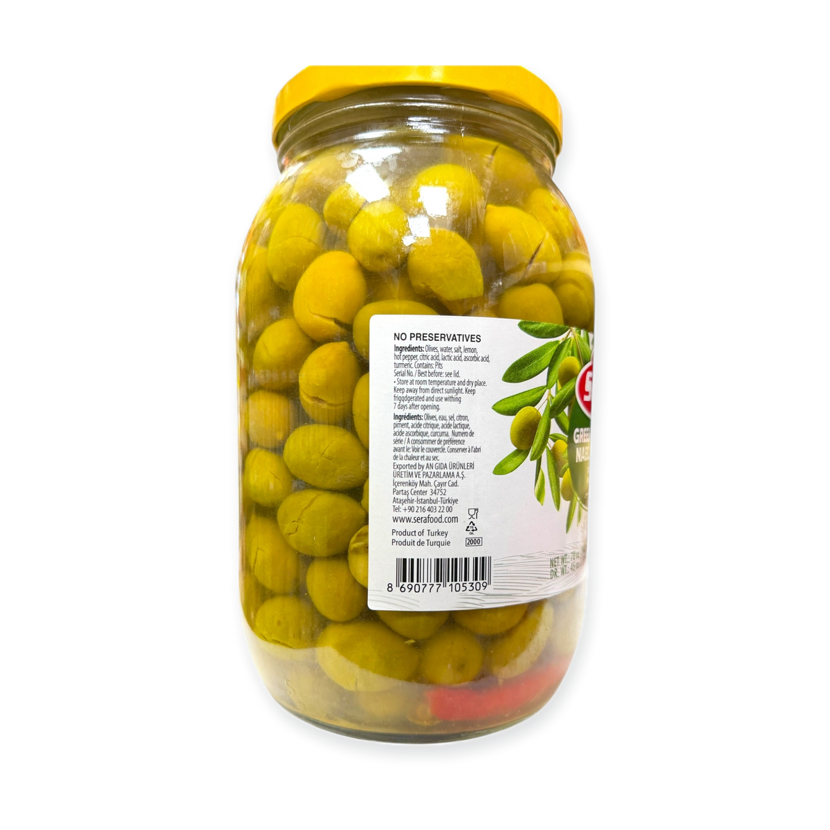 Authentic Nablus Sera Green Cracked Olives 2000g