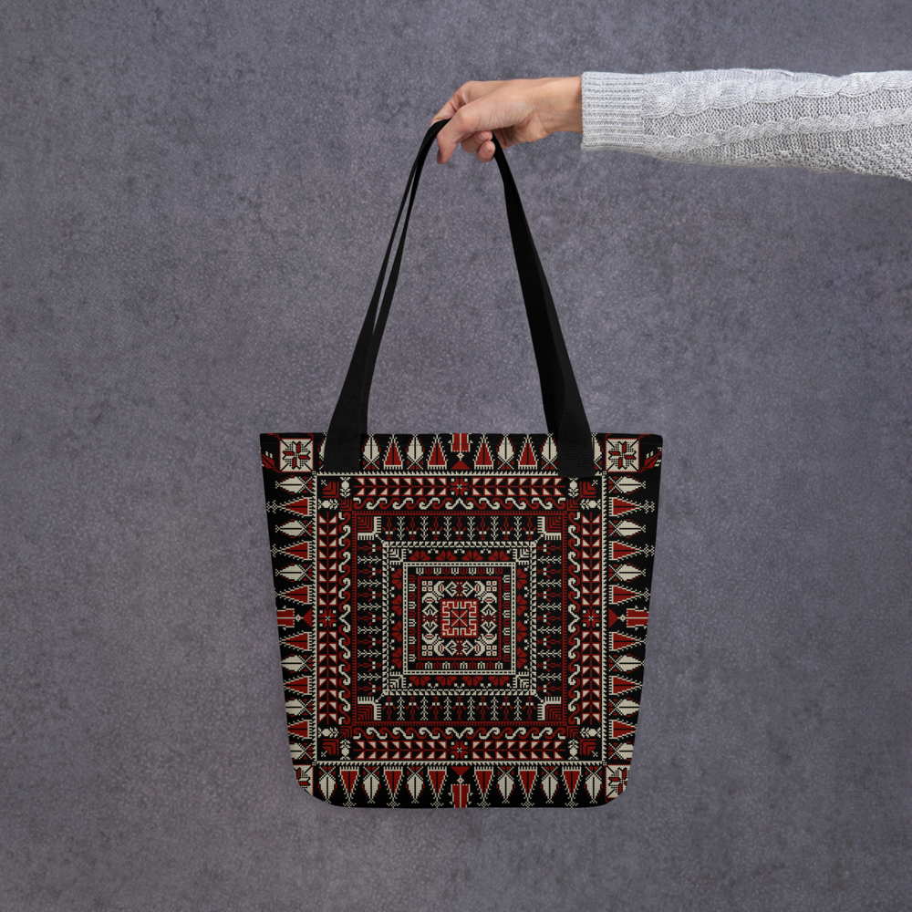 Spacious Tote Bag – Black Art Pattern