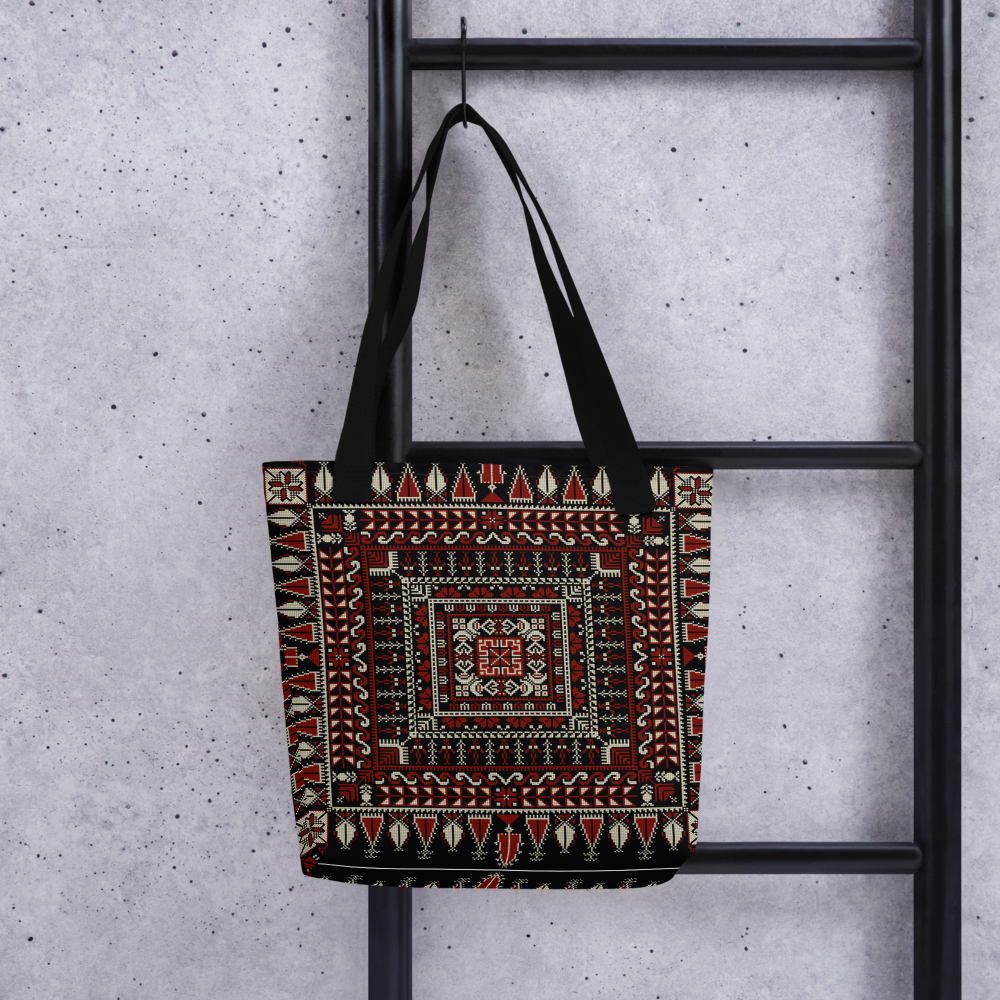 Spacious Tote Bag – Black Art Pattern