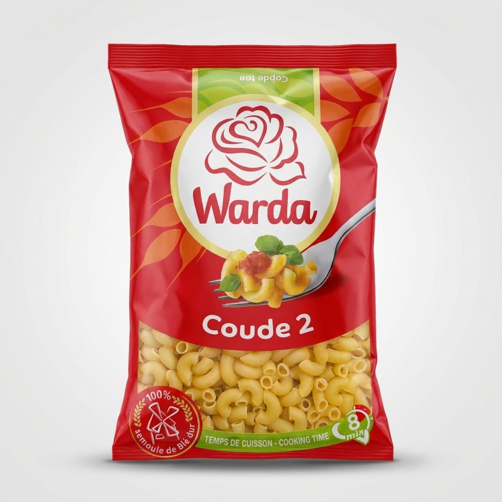 Warda Coude 2 Elbow Pasta 500g - 100% Tunisian Durum Wheat