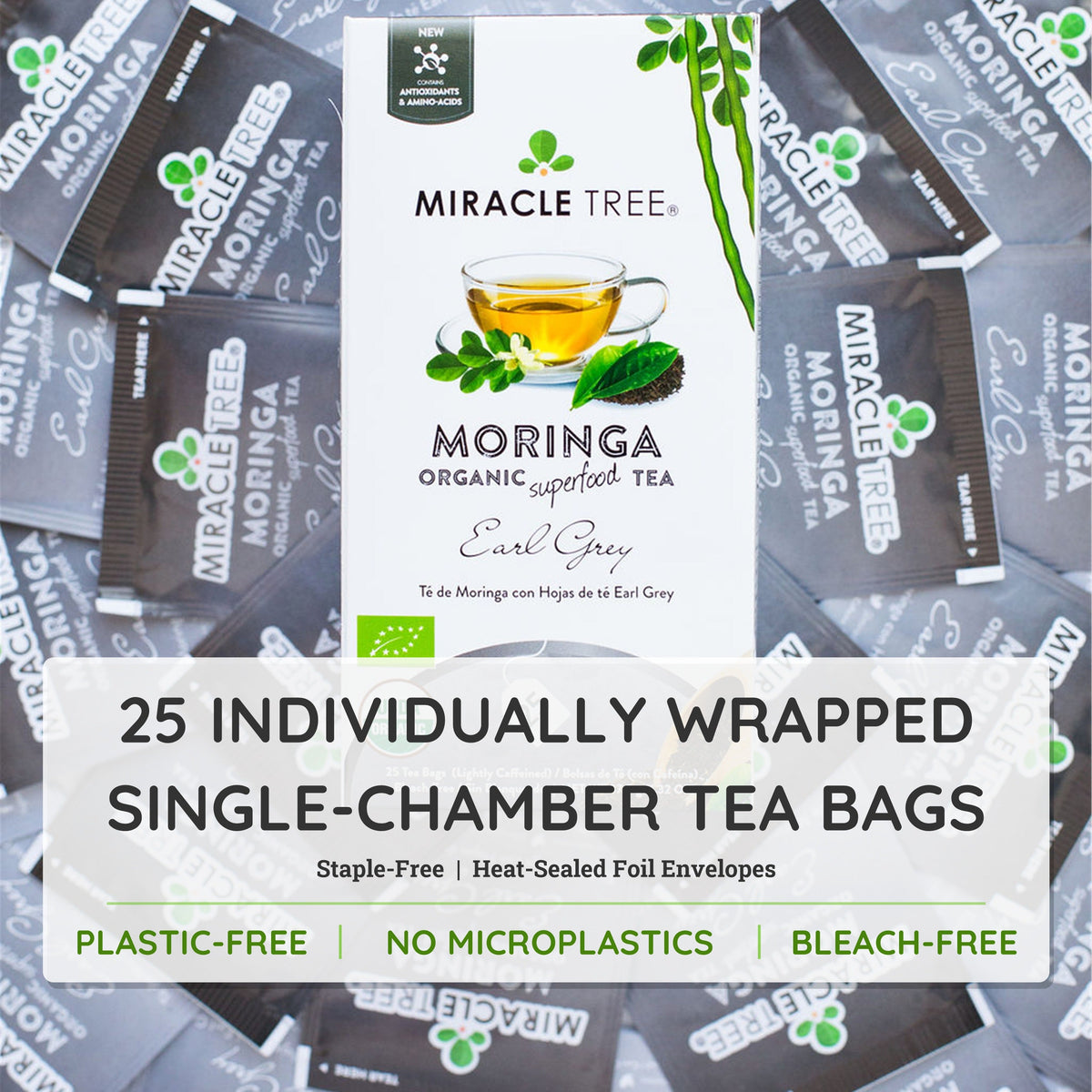 Organic Moringa Tea - Earl Grey - Lightly Caffeinated Herbal Tea