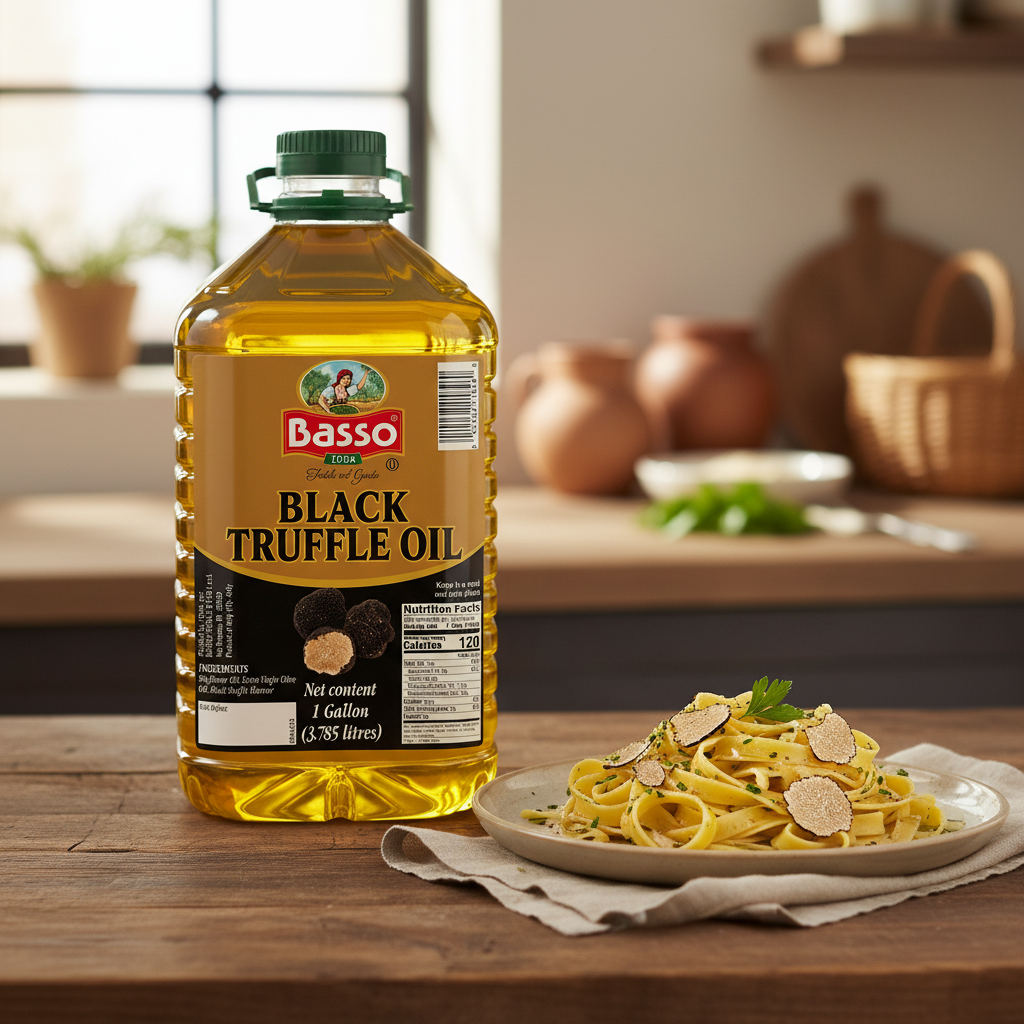 Basso 1904 Black Truffle Infused Extra Virgin Olive Oil – Foodservice – 1 Gallon (3.785 L)