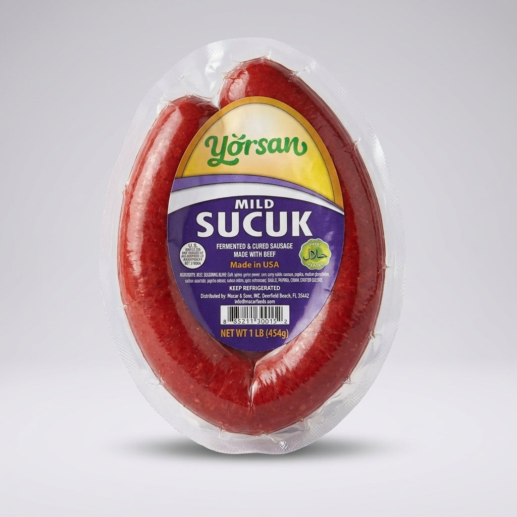 Yorsan Mild Sucuk 1 lb - Premium Turkish Beef Sausage