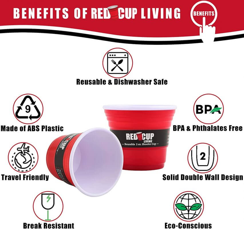 Redcupliving Reusable 2 oz Red Shot Cup