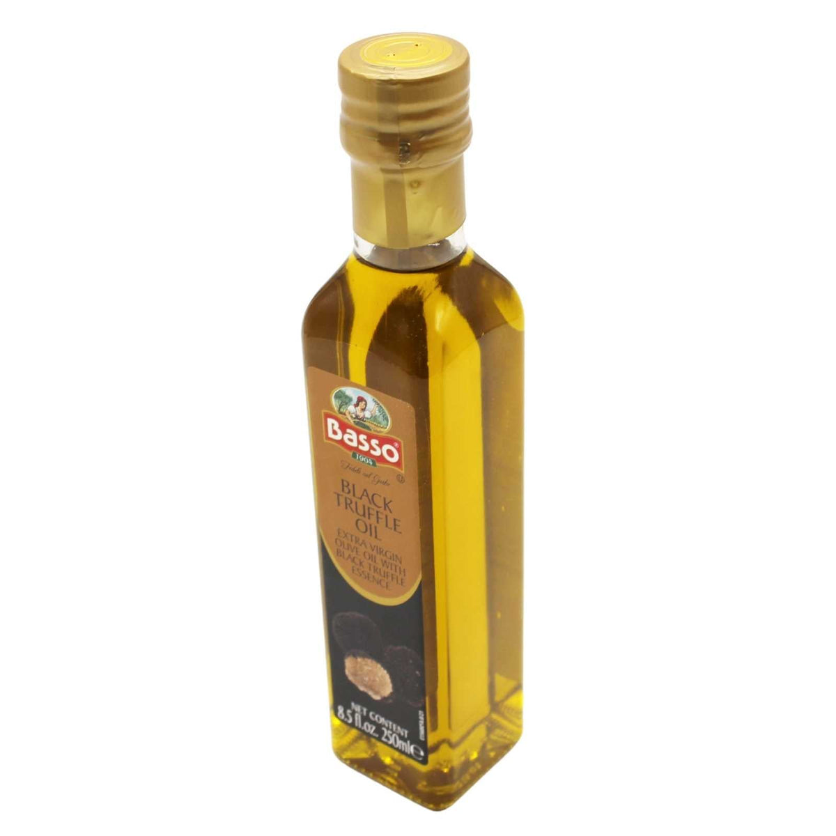 Basso 1904 Black Truffle Infused Extra Virgin Olive Oil – Gourmet Finishing Oil – 250 ml (8.5 fl oz)