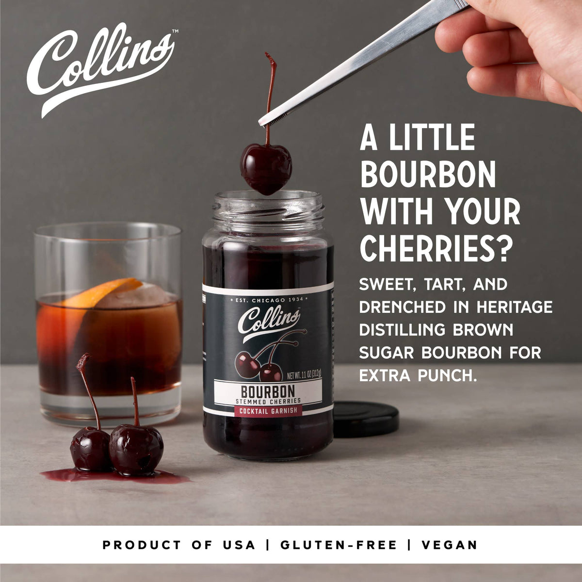 Bourbon Soaked Stemmed Cherries Cocktail Garnish 11 oz