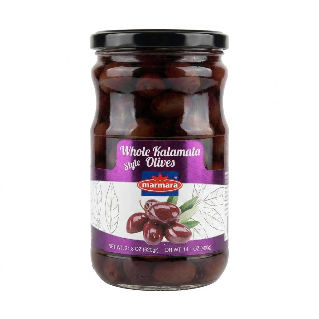 Marmara Whole Kalamata Style Olives 21.8 oz - Premium Greek-Style