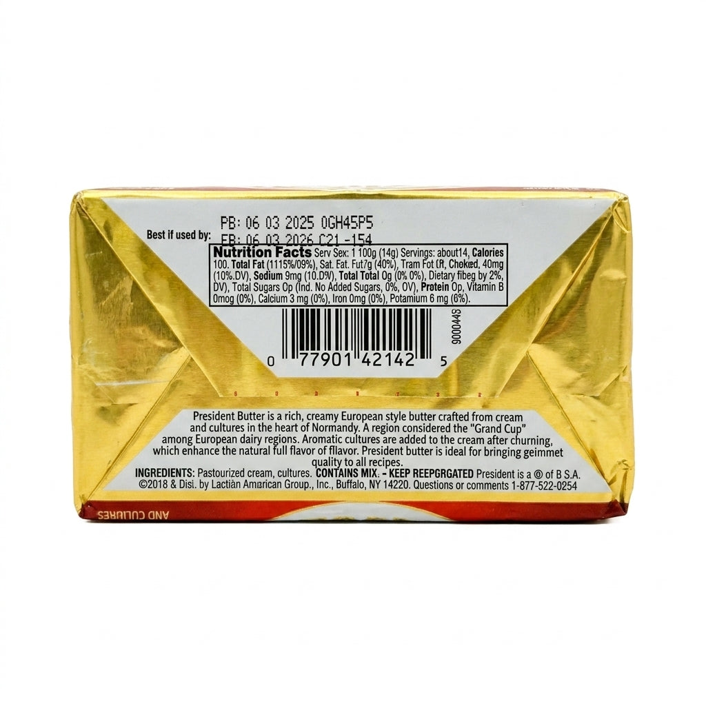 President Unsalted Butter 7oz (198g) - French Cultured Cream Butter