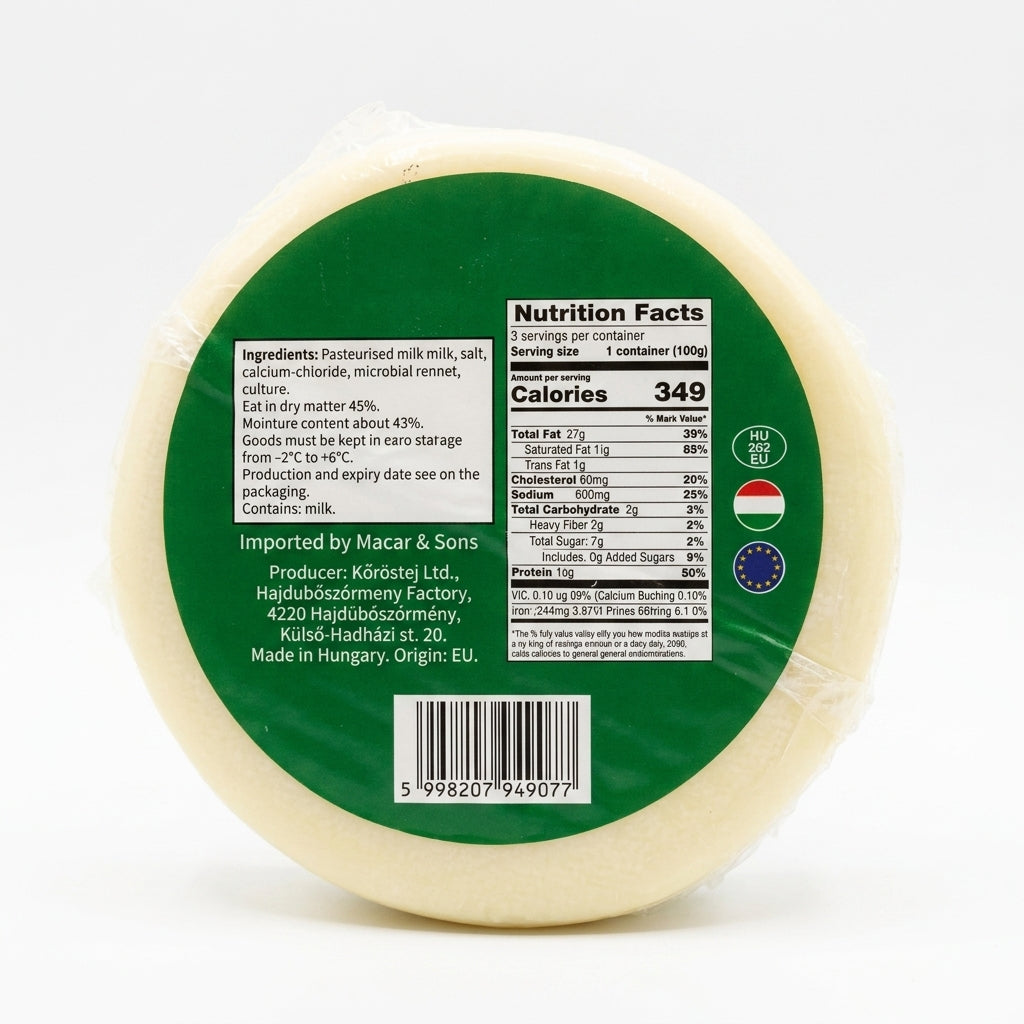Hajdú Kashkawan Cow's Cheese 500g - Original Hungarian Quality