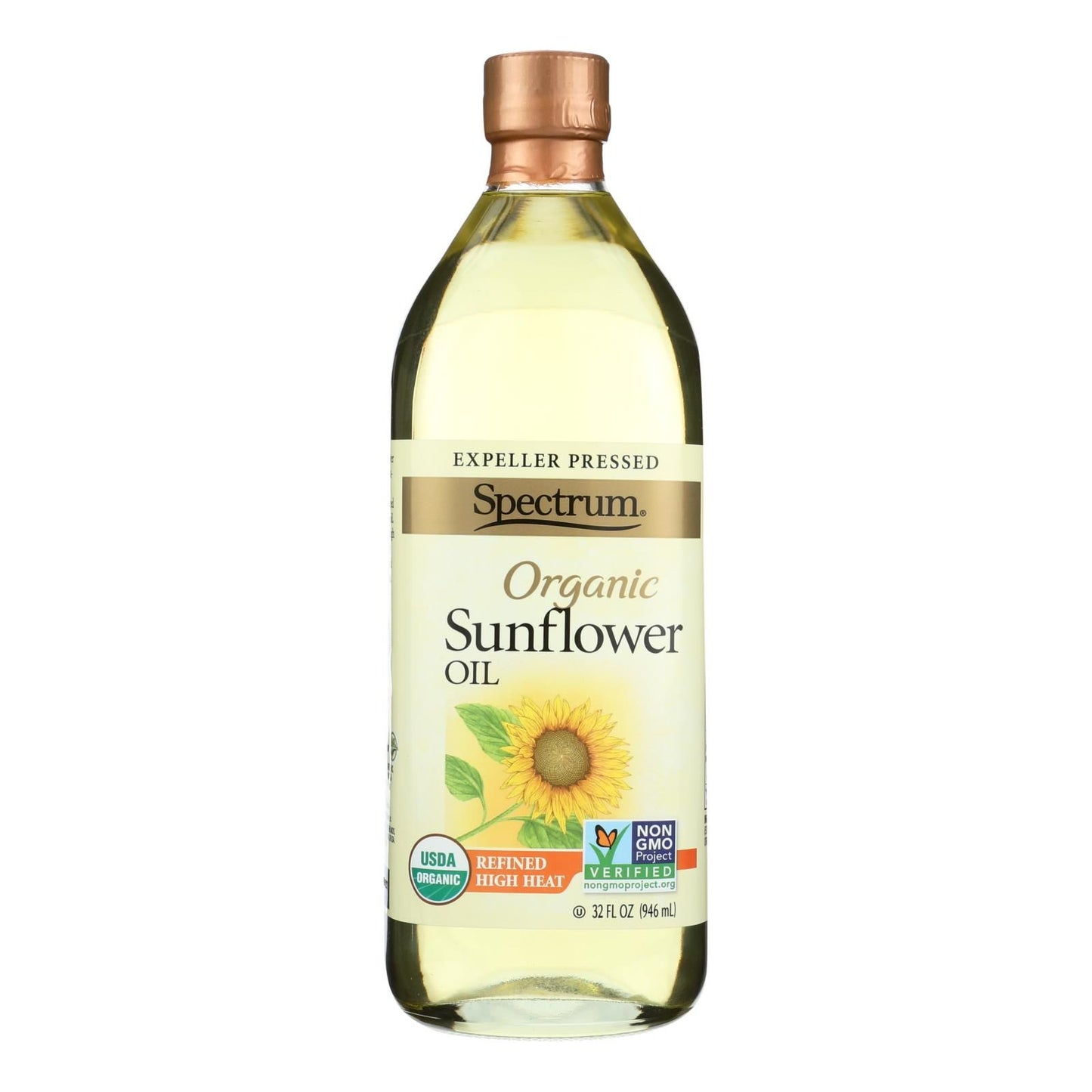 Spectrum Naturals High Heat Refined Organic Sunflower Oil - case Of 12 - 32 Fl Oz(D0102H5W3M2)
