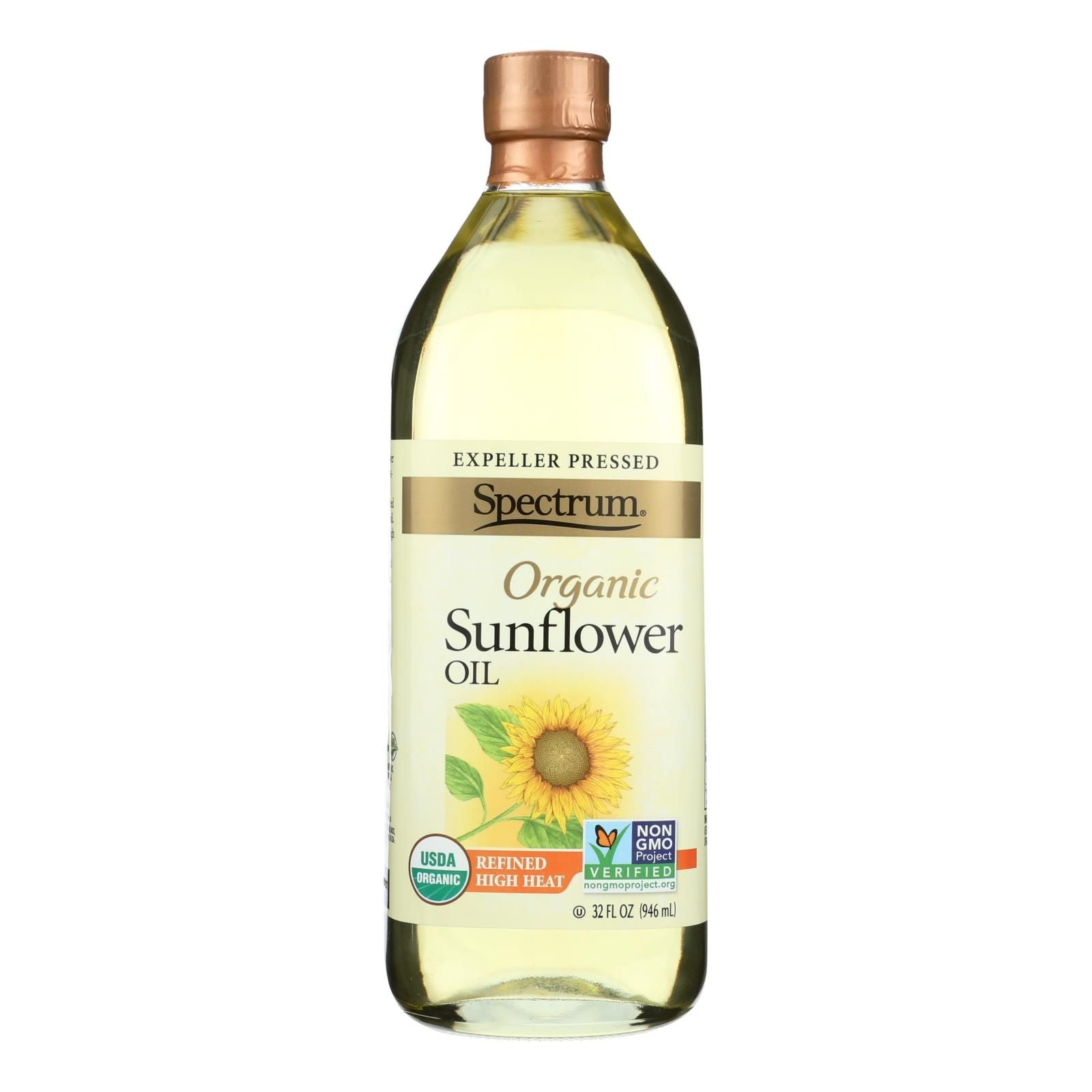 Spectrum Naturals High Heat Refined Organic Sunflower Oil - case Of 12 - 32 Fl Oz(D0102H5W3M2)