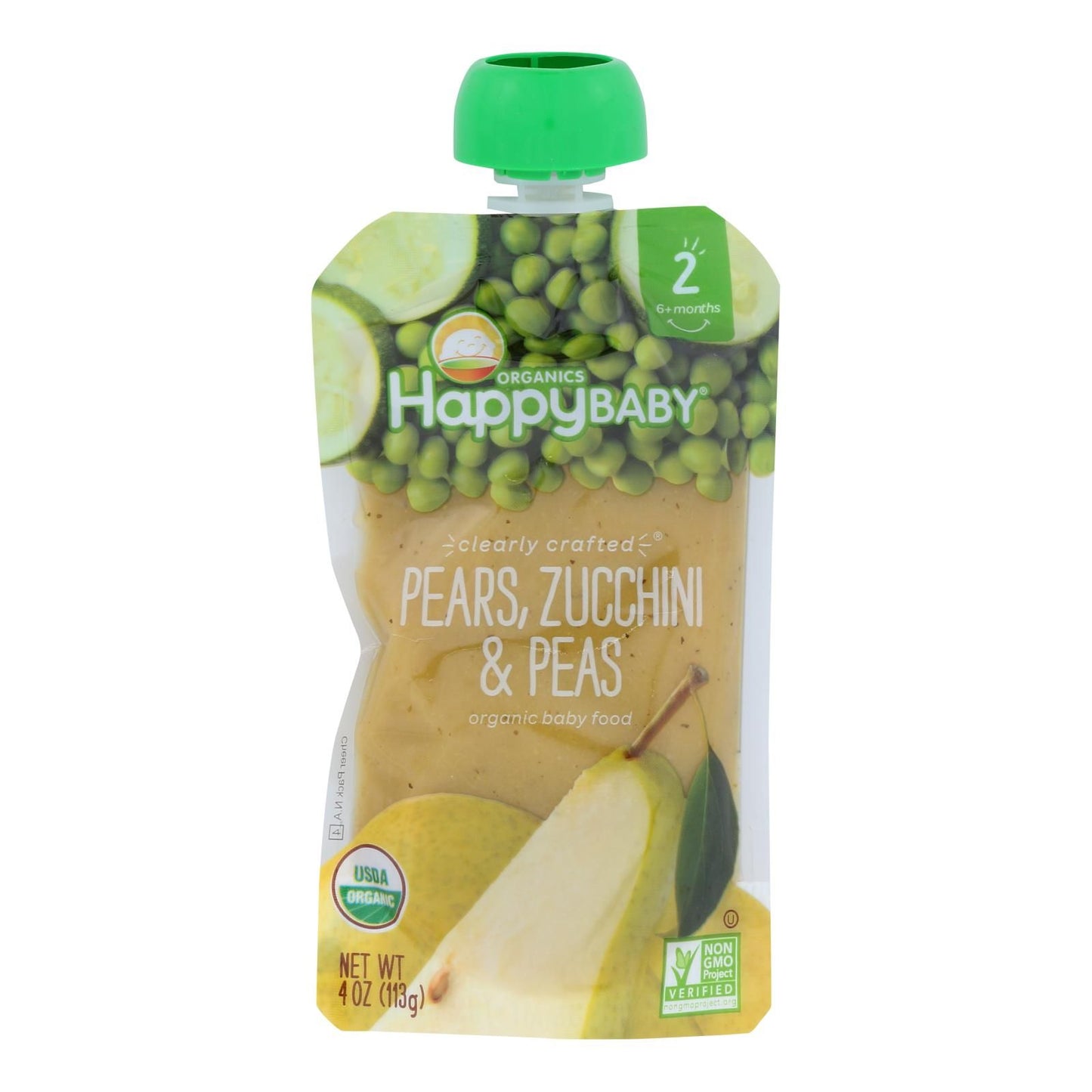 Happy Baby Happy Baby Clearly Crafted  Pears Zucchini and Peas  Case of 16  4 oz.(D0102HX8U5T.)