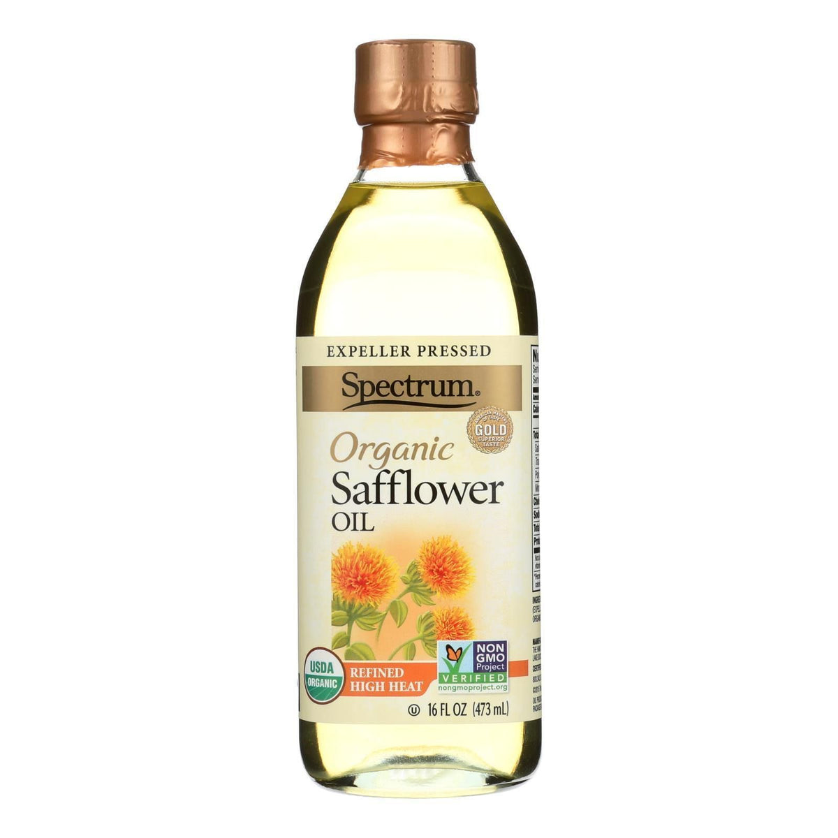 Spectrum Naturals High Heat Refined Organic Safflower Oil - Case of 12 - 16 Fl oz.(D0102HXXULG.)