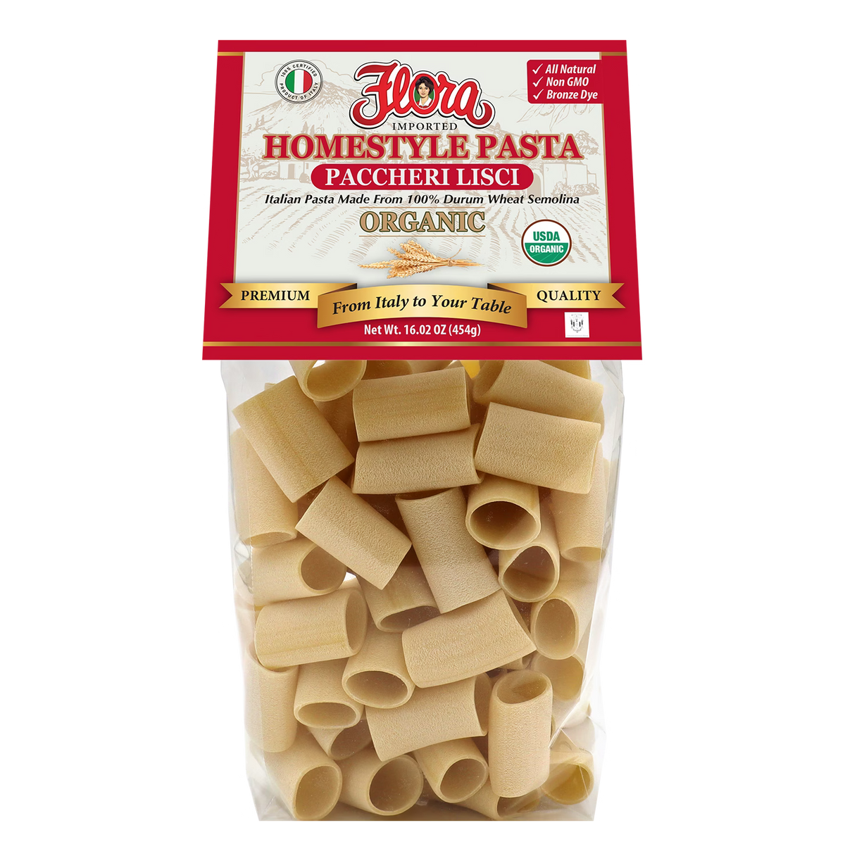 Homestyle Paccheri Lisci Pasta - Organic - 16.02 oz