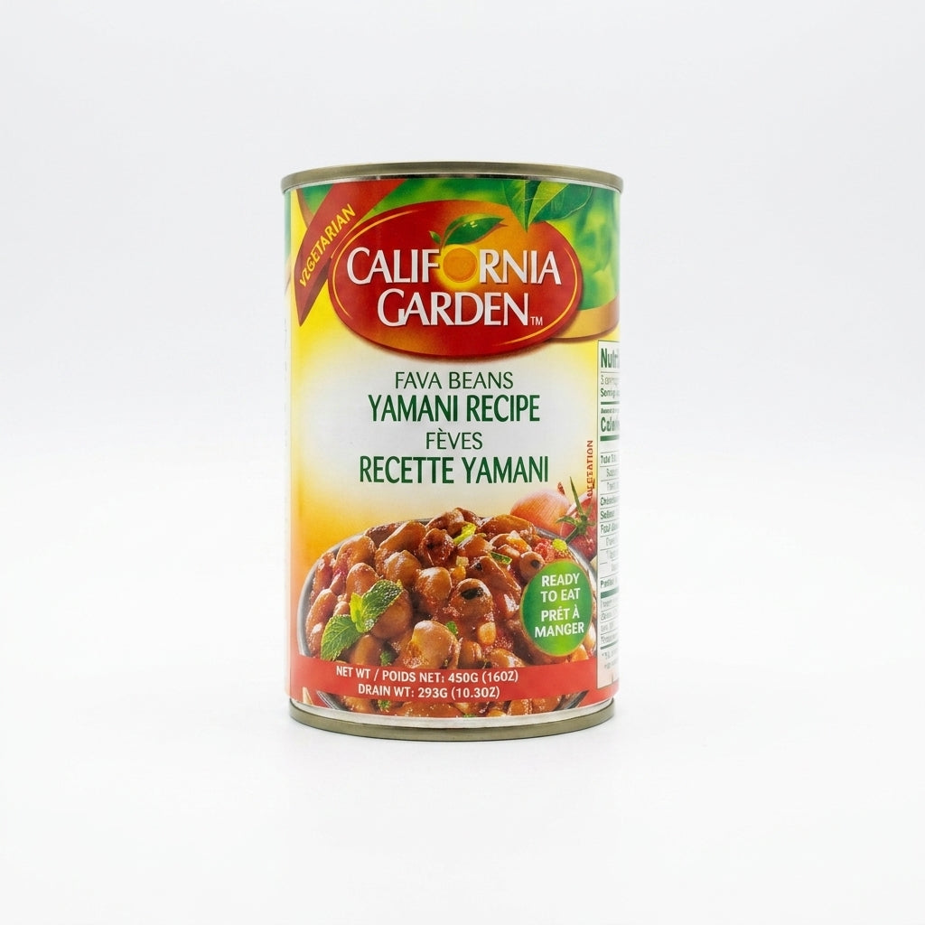 California Garden Fava Beans Yamani Recipe 450g - Vegetarian Ready to Eat