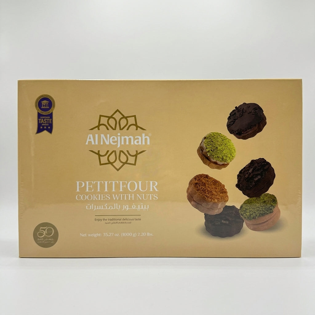 Al Nejmah Petitfour Cookies with Nuts 1000g - Premium Assorted Arabian