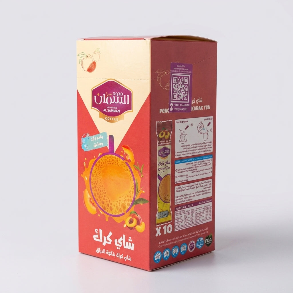 Mohammad Al Samman Peach Karak Tea 10 Sachets - Premium Flavored Tea