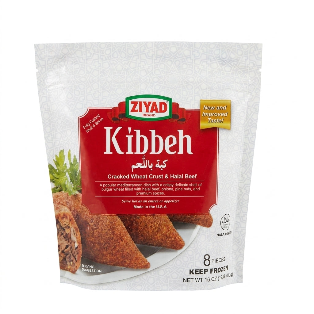 Ziyad Kibbeh 16 oz - Cracked Wheat Crust & Halal Beef (8 Pieces)