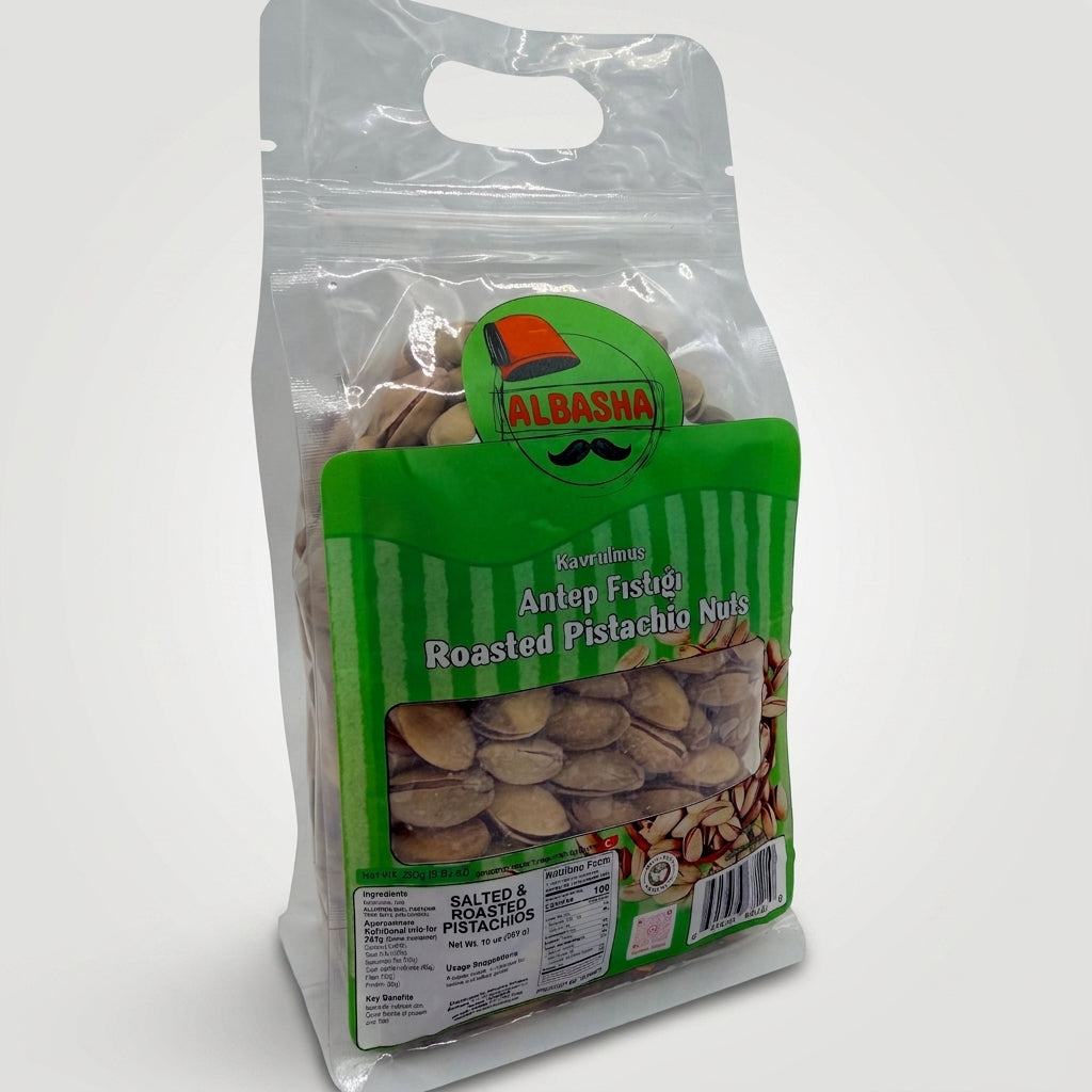 AlBasha Roasted Pistachio Nuts 10 oz - Salted & Roasted Antep