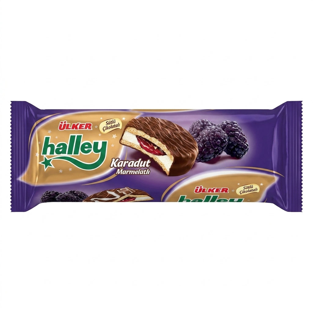Ülker Halley Blackberry Marmalade Biscuits 236g - Milk Chocolate