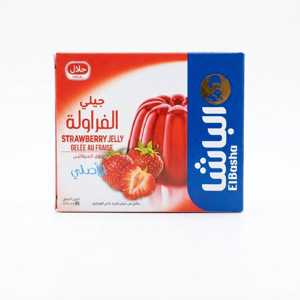 El Basha Strawberry Jelly 85g - Halal Gelatin Dessert Mix