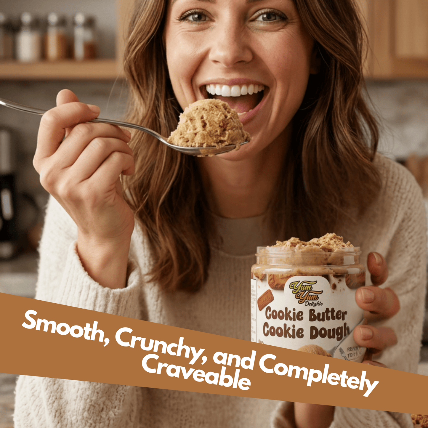 Edible Cookie Butter Cookie Dough - Egg-Free - With Biscoff Crumbles