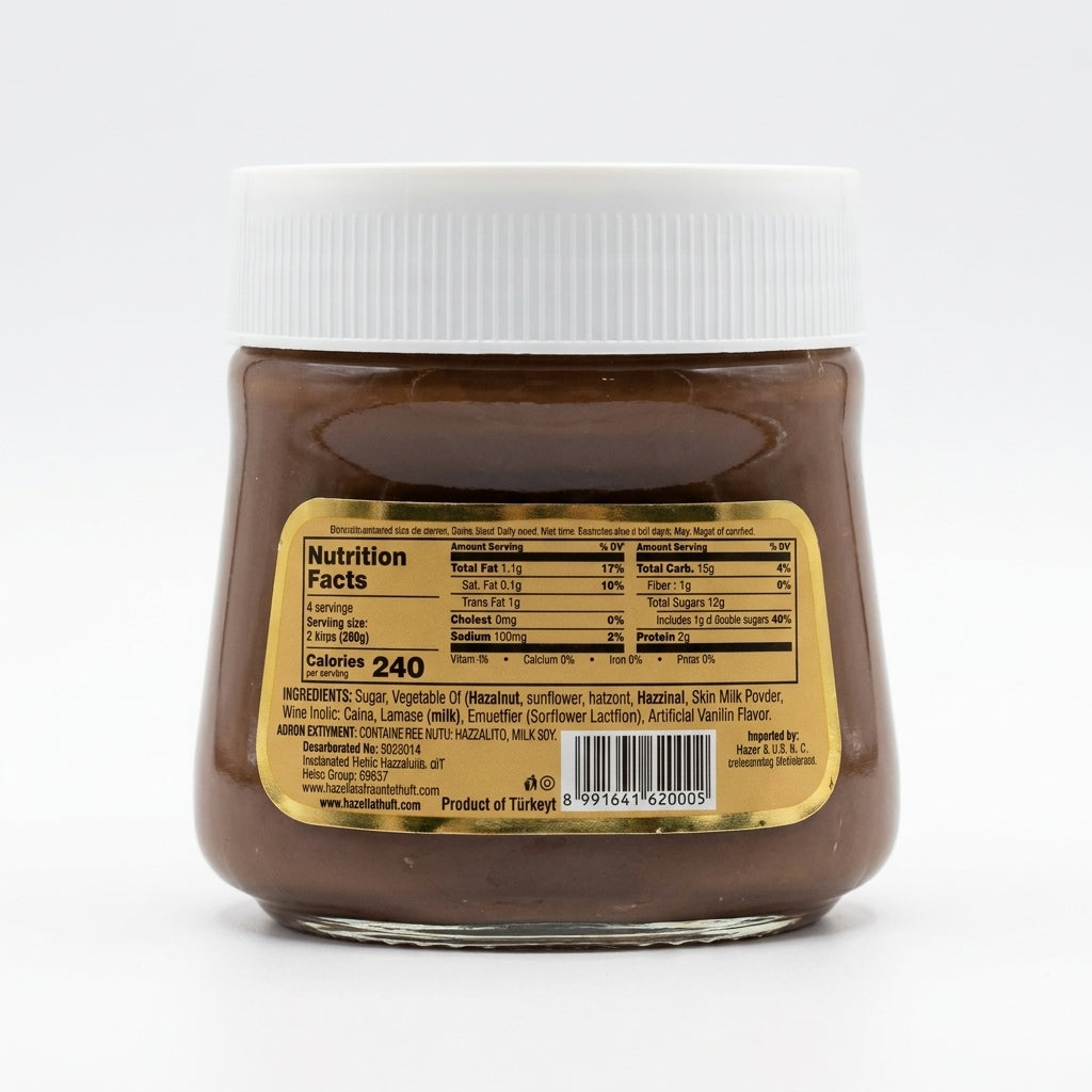 Nuga Hazelnut Spread with Cacao 12 oz - Turkish Chocolate Spread