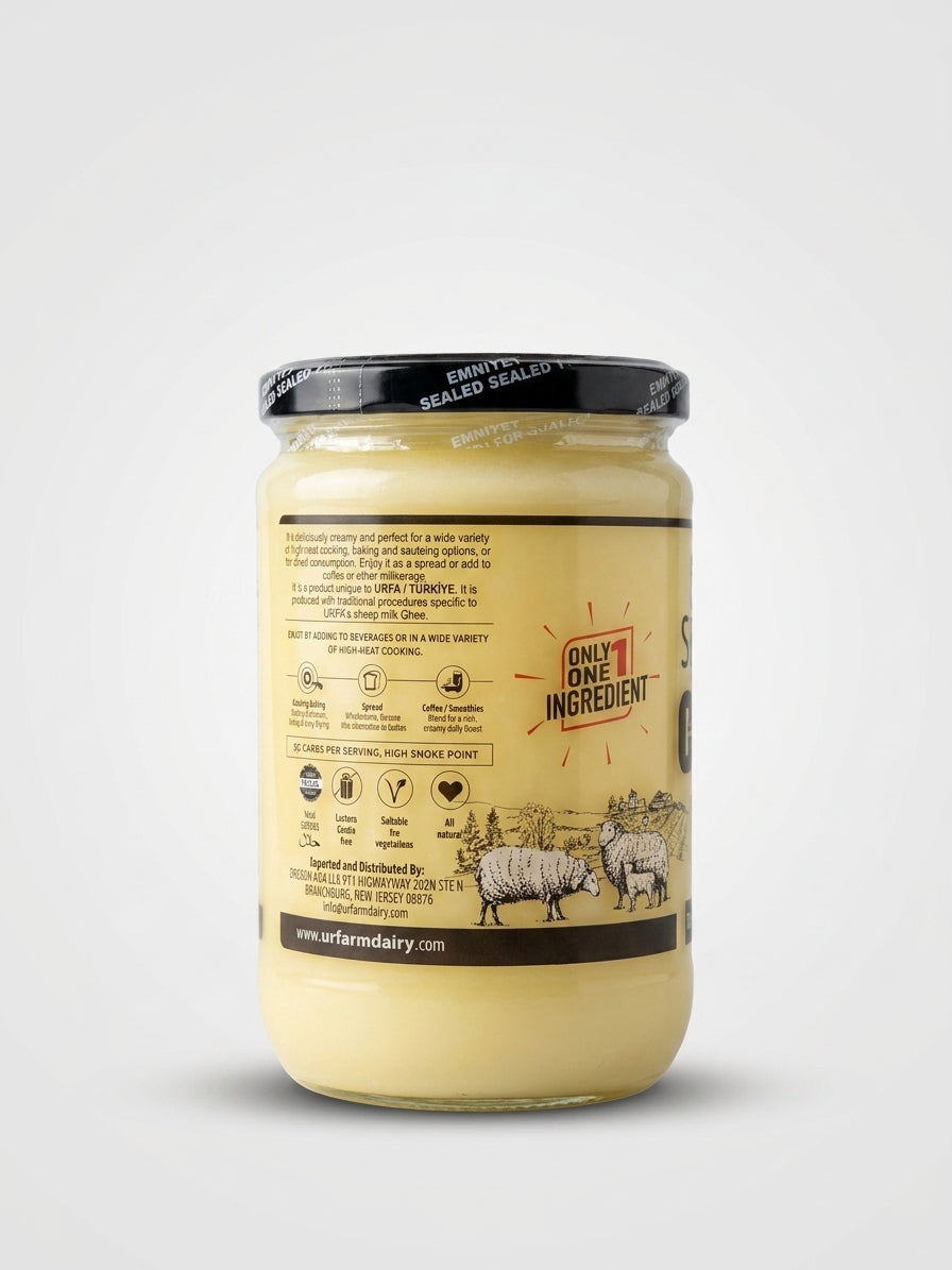 Urfarm Ancient Urfa Sheep Ghee 1 lb 4.46 oz - Grass-Fed Premium