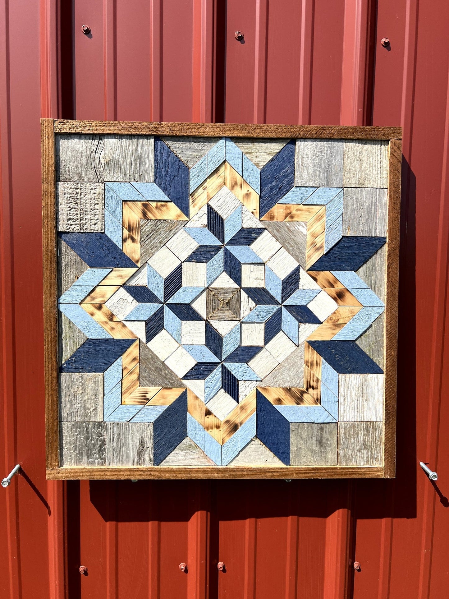 Amish Handmade Barn Quilt Wall Art – Reclaimed Barn Wood – 20.75” x 20.75”