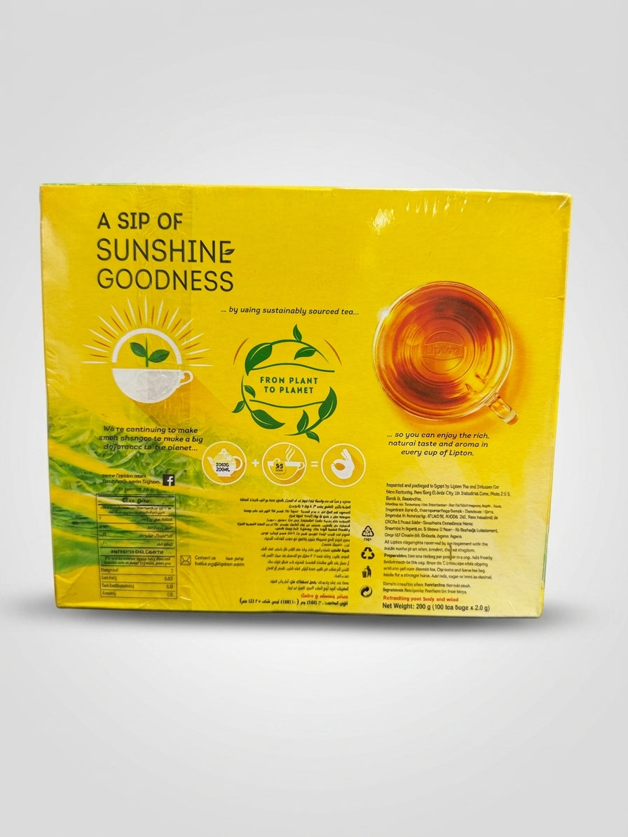 Lipton Yellow Label Black Tea 100 Tea Bags - Premium Egyptian Blend